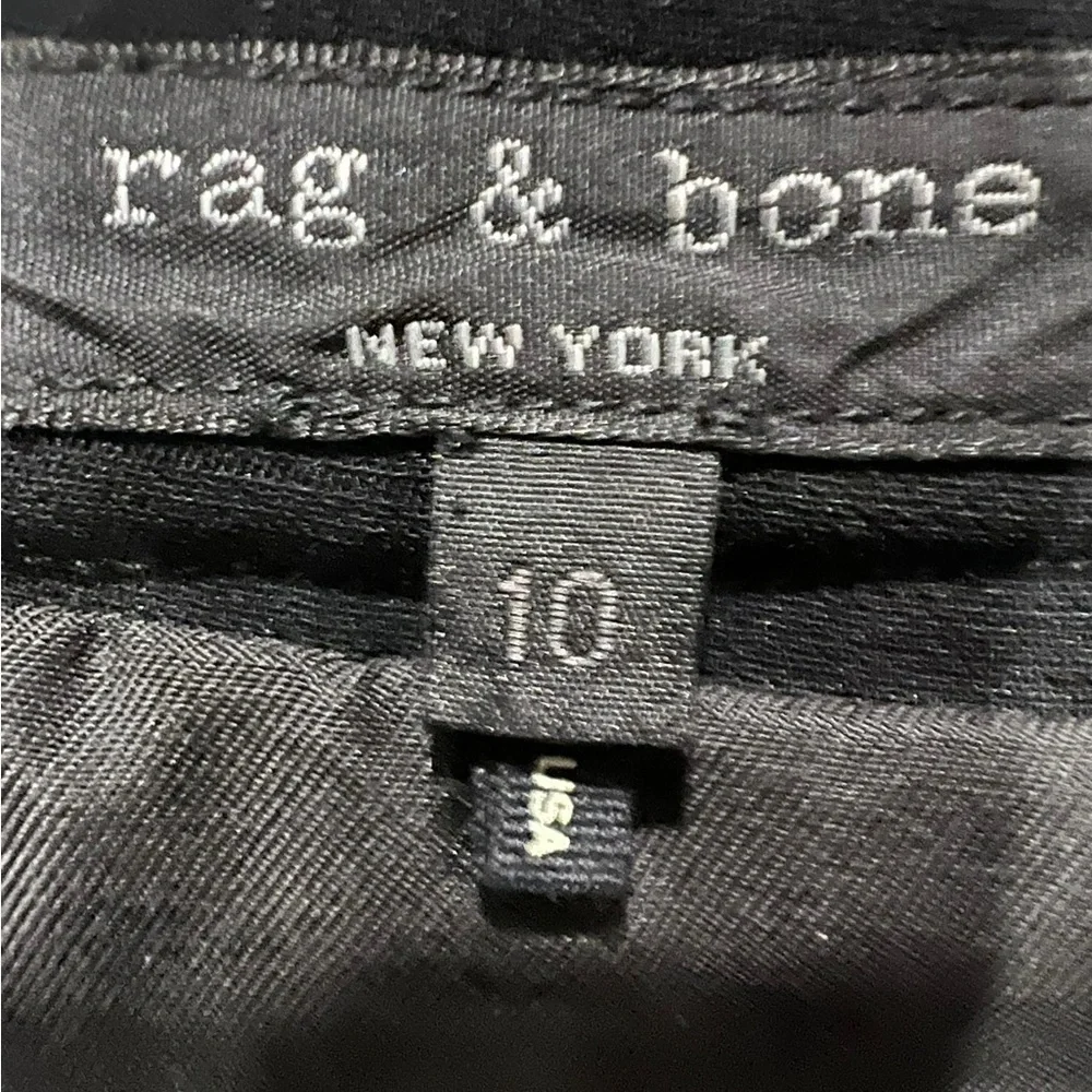 Rag Bone Wool Blend Lamb Leather Trim Silk Accent Mini Skirt Size 10 - Picture 9 of 11